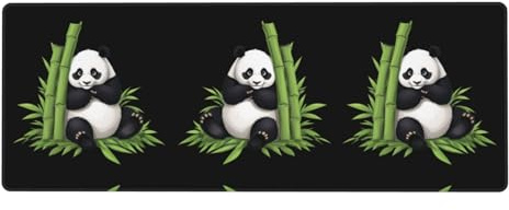 BROLEO Mauspad mit Panda-Motiv in Bambusblättern, extra groß, rutschfest, Gaming-Tastatur, verdickte Version, 30,5 x 80 cm