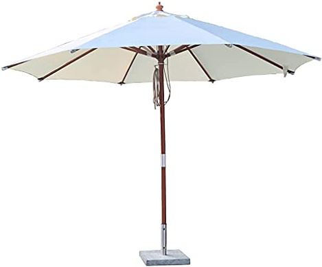 KUYBTU Garden Parasol Wooden Garden Parasol, 250Cm Sun Parasol 4.8Cm Solid Wood Center Pillar Sun Protection Waterproof, Garden Parasol for Beach Pool Patio