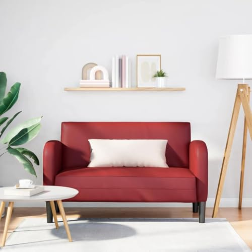 QJBSAVVA Zweisitzer Sofa Weinrot 110 cm Kunstleder mit Federkern und Sperrholzrahmen Bequemes Sofa für Wohnzimmer und Balkon Langlebig & Pflegeleicht