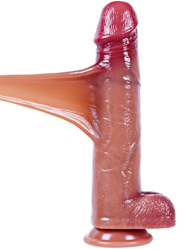 Consolador con prepucio deslizante extragrande de 27 cm, realista XXL, para vagina y ano, con pene largo de silicona gruesa y ventosa fuerte, juguete sexual de doble capa para una sensación realista
