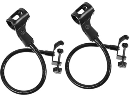 SUPVOX 2pcs Universal Flexible Gooseneck Tube Microphone Holders with Iron Spray Lacquer Material, Easy to Install Or Disassemble, Suitable for Singing and Online Meetings in Black