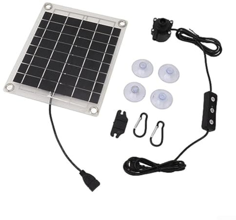 Bulevisiter Set acqua ad energia solare con motore sommergibile USB e interruttore di controllo del flusso per fontane da giardino, laghetti, piscine e irrigazione