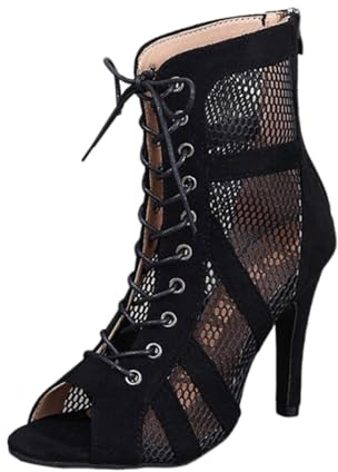 Tacones Heels Baile Mujer Heels Dance Shoes Tacon Fino Zapatos Fiesta con Cordones Zapatos Punta Abierta Botines de Baile con Tacón Alto Salsa y Bachata de Salon Sandalia Elegantes Calzado de Danza