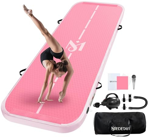 UrbanLuxe Aufblasbar Turnmatte Matten, 2M/ 3M/ 4M/ 5M/ 6M,10CM Hoch Luft-Trainingsmatte mit Luftpumpe, für Familiengebrauch, Yoga, Wasser, Tanz