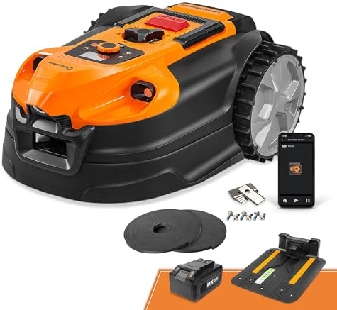 Lawnmaster OcuMow®18 Toscabaldì Robotico Senza Filo 800㎡ Batteria 4Ah, Navigazione Ottica, Evitamento di Ostacoli, Stazione di Carica Automatica, Funzione Zona Vietata, WiFi & Bluetooth App Control