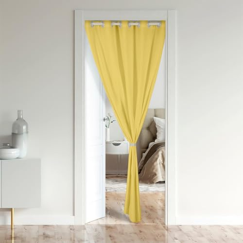 Hiseng Door Curtains with Eyelet for Door Window, Single Front Doorway Curtain Thermal Insulated Privacy Blackout Divider for Bedroom Living Room Hallway,1 Panel (yellow,W168xH229cm)
