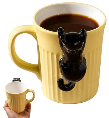 Generico da caffè con gatto - da tè in ceramica, divertente decorazione da scrivania per gli amanti delle bevande | Collezione di tazze con manico a forma di, set di tazze in ceramica con i