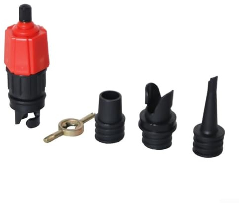Adaptador de válvula de aire, conexión rápida 4 en 1 para neumático de coche, barco inflable, convertidor de válvula para colchón, sofá, equipo deportivo (rojo)