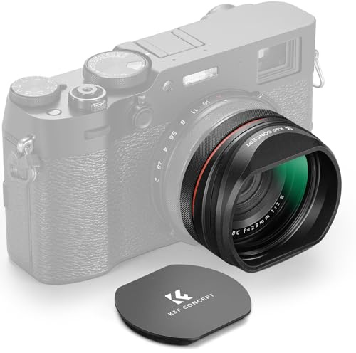 K&F CONCEPT UV Filter mit Gegenlichtblende,Objektivdeckel | Kompatibel mit Fujifilm X100 / FX100 / SX100 / TX100 / X100V-Schwarz,Nano-Xcel,FP715