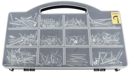 HOME It Work® Skruvar sortiment, 670 delar, träskruvar med TORX-drift, T10/T15/T20/T25, försänkt huvud, 10 storlekar, sortimentfodral