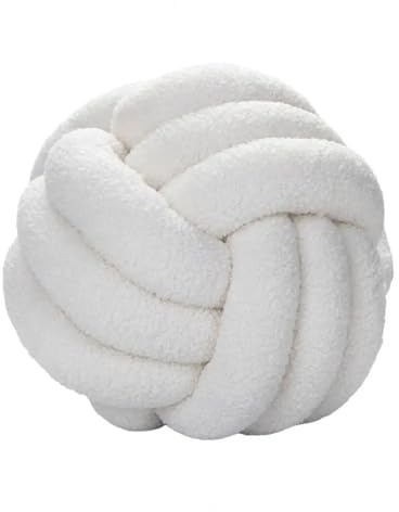 GONMPJZR Coussin à nœuds, Coussin Boule nouée Multicolore 22 cm(Beige)