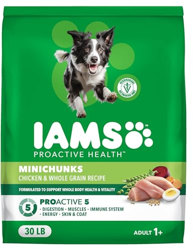 IAMS Proactive Health Adult Minichunks Premium Dry Dog Food, Adult Dog Food Dry Recipe, 30 lb. Bag