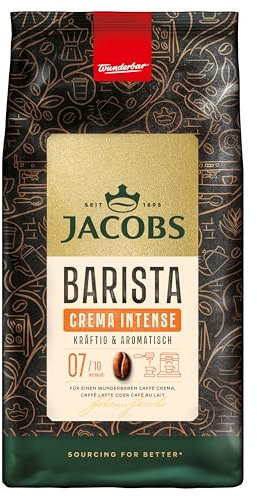 Jacobs Kaffeebohnen Barista Crema Intense, intensiv mit dunkler Schokolade & Pekannuss, geröstet in Bremen, Intensität 7/10, Kaffee ganze Bohnen, 1 kg