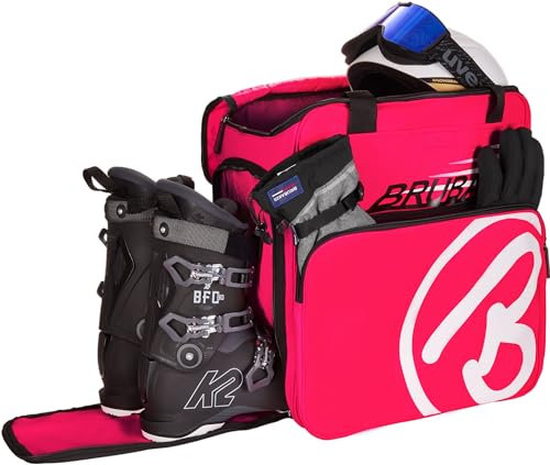 BRUBAKER Skischuhtasche Helmtasche Skischuhrucksack Super Champion Pink Weiss - Limited Edition -