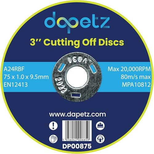 Dapetz ® Ultra-Thin Metal Cutting Discs 75mm Stainless Steel For Angle Grinder 75 x 1 x 9.5mm High Performance Grinder Discs With 9.5mm Bore For Precise Cutting & Smooth Grinding 50PCS