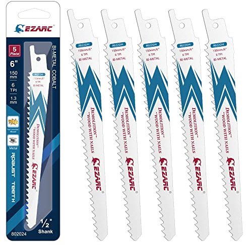 EZARC Lame de scie sabre Bois de Démolition 150 mm 6TPI R622DH (5-Pack)