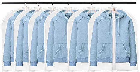 BangShou 6 Stück Hochwertiger Kleidersäcke aus Atmungsaktiver Stoff, Transparent Kleidersack Anzug, Schutzhülle für Kleider Mäntel Sakkos Hemden, Anzugsack Aufbewahrung Kleiderhülle