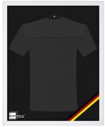 Bildershop-24 Objektrahmen Trikotrahmen aus Massivholz VARIO36 WM inkl. Bügel, Deutschland Banner und Passepartout 60x80cm Weiß matt (lackiert) Geschenk Papa Freund