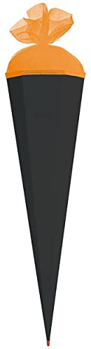 Schultüte - Rohling - schwarz - Abschluß rot - 85 cm - mit Holzspitze/Tüllabschluß - Zuckertüte Roth - zum Basteln, Bemalen und Bekleben Bastelschultüte