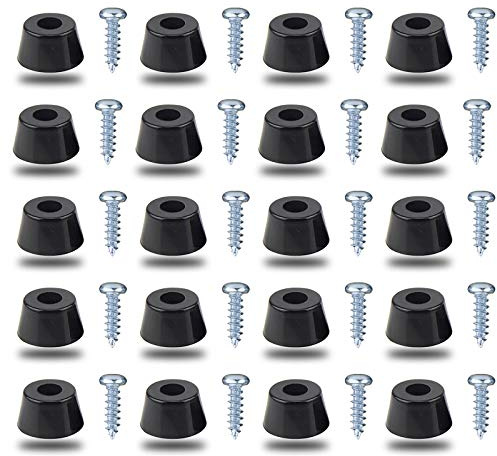 20 Stück Gummifüße Anti vibrationsbasis Pad Stand YUTOU Gummifuß Schwarz Stoßstange Gummipuffer mit Metallscheibe und Schrauben für Schneidebrett Verstärker Schrank Schreibtisch Couchs(15*12*8mm)