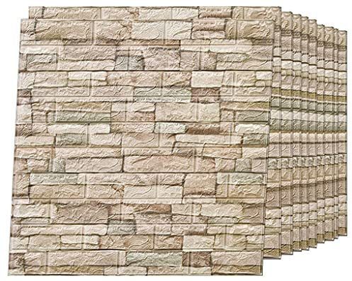 3D Tapete Steinoptik Selbstklebend Wandpaneele Ziegel Tapete, Schaumstoff Wandverkleidung Für Badezimmer Küchen Wohnzimmer 70 X 77 Cm Umweltschutz Und Wasserdicht D,20 pcs