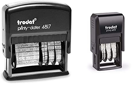 Trodat Printy 4817 Timbro Polinomio Con Data Autoinchiostrante, 12 Testi Italiano - Cartuccia Nera & Printy 4810 Timbro Datario Autoinchiostrante Italiano, Mese In Lettere