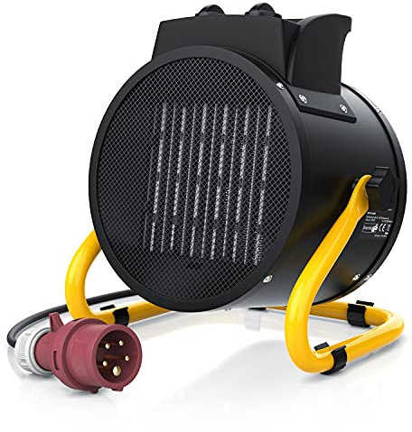 Brandson Heizlüfter 5000 Watt, Heizstrahler 5KW mit 400 Volt Starkstrom 588m3/h, Extra stark, Bautrockner Raumtrockner, 2 Heizstufen, Elektroheizgebläse, für Baustelle Garage Werkstatt