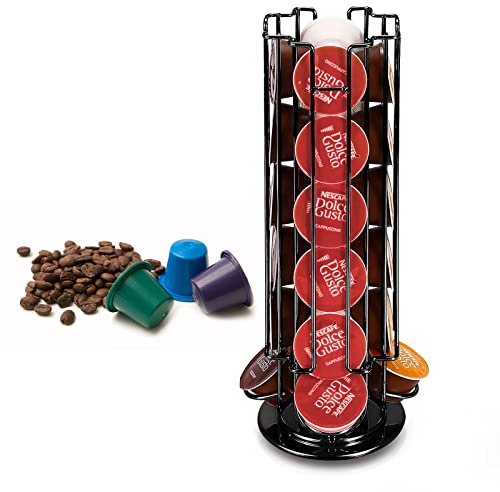 STARVAST Kapselhalter, Kapselspender für 24 Dolce Gusto Kapseln, Kapselständer zur Aufbewahrung von Kaffeekapseln, Drehbarer - 330 x 130MM - Schwarz