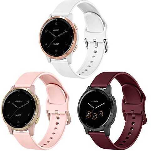 Issinlky Armband für Garmin Vivoactive 4S/Venu 2S/Venu 3S/Vivomove 3S, 18mm Armband Silikonarmband für Fossil Damen Gen 6/Fossil Damen Gen 5E/Fossil Damen Q Venture HR Gen 4/Gen 3