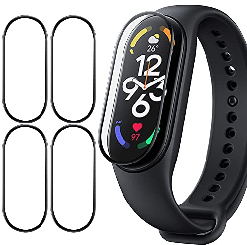 Msm-case [4 Piezas Protector de Pantalla Compatible con mi Band 7, Resistente a los arañazos, Sensible al Tacto, sin Burbujas, fácil aplicación, película esmerilada, Cobertura Total