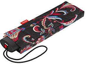 reisenthel Umbrella Pocket Mini Paisley Black Extrem Leichter und Flacher Taschenschirm aus recycelten PET-Flaschen Mit großem Schirmdach