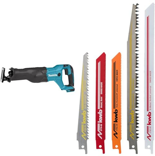 Makita DJR186ZK Akku-Reciprosäge 18 V im Transportkoffer (ohne Akku, ohne Ladegerät), Türkis;schwarz, ohne Ladgerät im Transportkoffer inkl. Sägeblätter für Holz und Metall