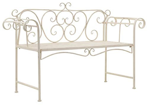 Utomhussittplatser - utomhusmöbler - Trädgårdsbänk 132 cm Metall Antik Vit
