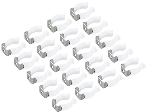 sourcing map 13mm T6 U Clips Holder Bracket for LED Light Bulb Mounting Bracket Support Stainless Steel Fluorescent Tube Holder Pipe Clamps Spring Holder Tool Clips, White Pack of 20
