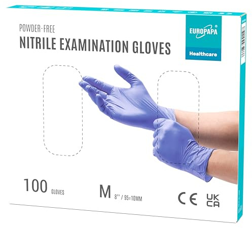 EUROPAPA 100x Nitrilhandschuhe Lila Box Einweghandschuhe Einmalhandschuhe Untersuchungshandschuhe Nitril Handschuhe puderfrei ohne Latex unsteril latexfrei disposible gloves