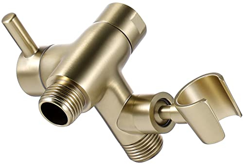 G-Promise Massiver Metall-Duscharm-Umsteller mit Halterung für Handbrause und festen Sprühkopf, G 1/2 3-Wege-Badezimmer-Universal-Umstellsystem Ersatzteil (gebürstetes Gold)