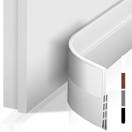 shinfly 5cm x 200 cm Bas de Porte Isolant, Boudin de Porte Isolant Froid, Bas de Porte Adhési, Idéal pour l'Isolation Contre Le Froid, Le Bruit(Blanc)