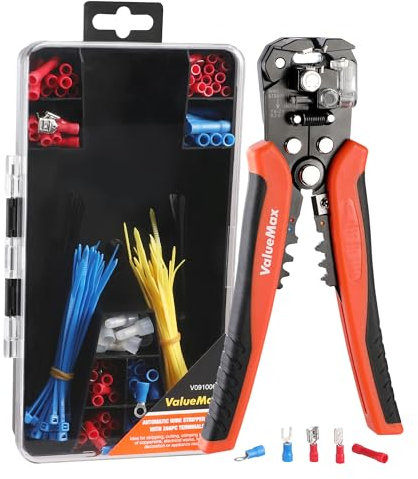 ValueMax Automatic Wire Stripper Crimper Set, 3-in-1 Stripper Cutter with 266PCS Terminals, Electrical Stripping Pliers AWG 24-10 (0.2-6.0 mm²) for Wire Stripping, Cutting, Crimping