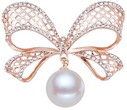 JINZIJINYU Broschen Anstecknadeln Strass Broschen Schleife Perlen Diamant Brosche Hohle Blumenbrosche Hochzeits Anstecknadel Gold Und Weiß