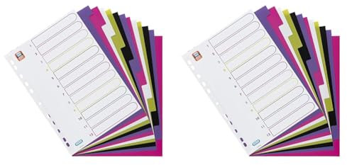 Oxford A4 Kunststoff-Register myColour, blanko, 12 Blatt, 12-teilig (Packung mit 2)