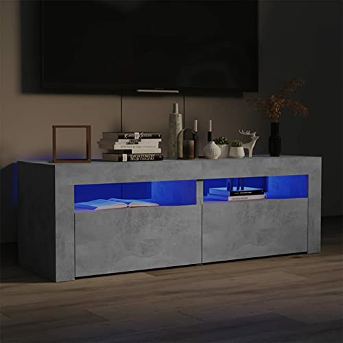 ARKEM TV-Schrank mit LED-Beleuchtung Betongrau 120x35x40 cm Schrank Tv Fernsehertisch Tv Aufsatz