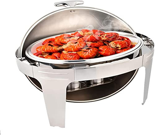 Chafing Dish Roll Top Egg Shape Full Size Buffet Server Set for Wedding Bankett - Food Pan and Fuel Holder Included - Buffet Dining Party Server