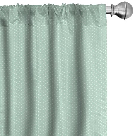 ABAKUHAUS Grün Vorhänge 2er-Pack, Retro-Stil Baby Nursery Themed Pattern mit kleinen weißen Tupfen Pastell, Vorhang für Wohnzimmer Schlafzimmer, 4 Stück 75 cm x 225 cm,Mint Grün Weiß