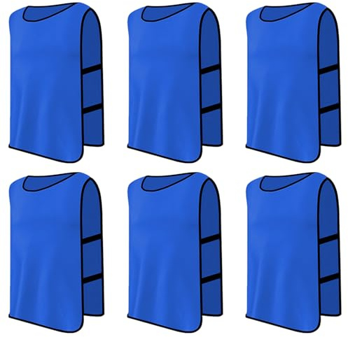 PTJJXA 6 Stück Leibchen Fußball Set, Sports Mesh Bibs, Trainingsleibchen Basketball, Sport Trikot Leibche für Erwachsene, Leibchen Mesh Weste für Training, Trainingsleibchen für Herren Damen