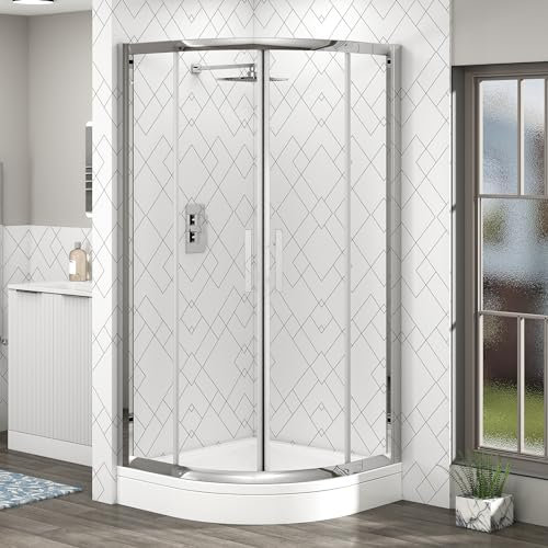 700 x 700 mm Quadrant Shower Enclosure with High Rise Tray Double Sliding Cubicle Door 6mm Safety Tempered Glass