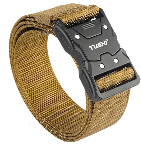 SANHIGHEND Unisex multifunktionellt bälte av nylon, militärbälte, med automatiskt snabblåsspänne – perfekt för utomhusarbete, fritid, militär, fritid, jakt (armégul)