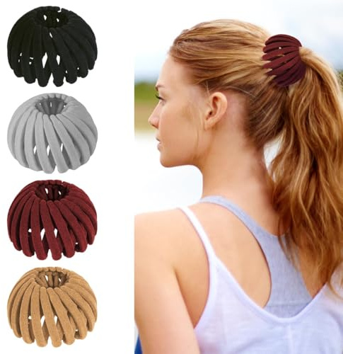Vogelnest-Haarspangen, Erweiterbarer Haarknoten Maker, Haar Accessoires für Frauen, Pferdeschwanz Halter, Haarknoten Clip für Dünnes, Dickes, Feines, Lockiges Haar (A)