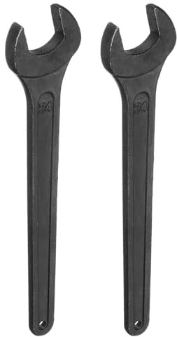 sourcing map 2pcs Single Open Ended Spanner Wrench, 24mm, Thicken Carbon Steel Open End Wrench Tool for for Automotive Repair and Furniture Assembly, Black