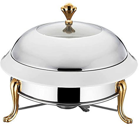 Chafing Dish Buffet Set, Round Durable Chafer and Buffet Warmer Set, Stainless Steel Chafer for Kitchen Party Dining Buffet,Gold,Stainless Steel Liner