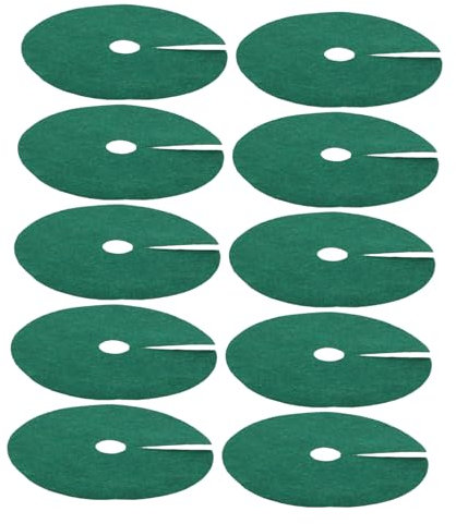 IWOWHERO 10pièces Couverture Tissu Non Tissé Protecteur De Paillis Végétal Anneau Arrosage pour Plantes Barrière Anti-Racines Réutilisable Diamètre Extérieur Trou Intérieur